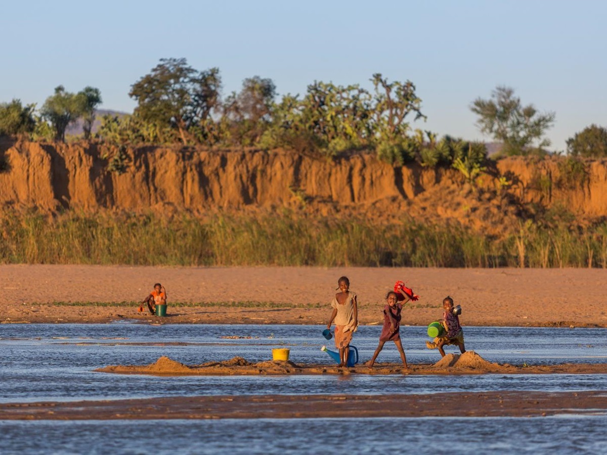 People on the river near Mandrare River Camp in Madagascar