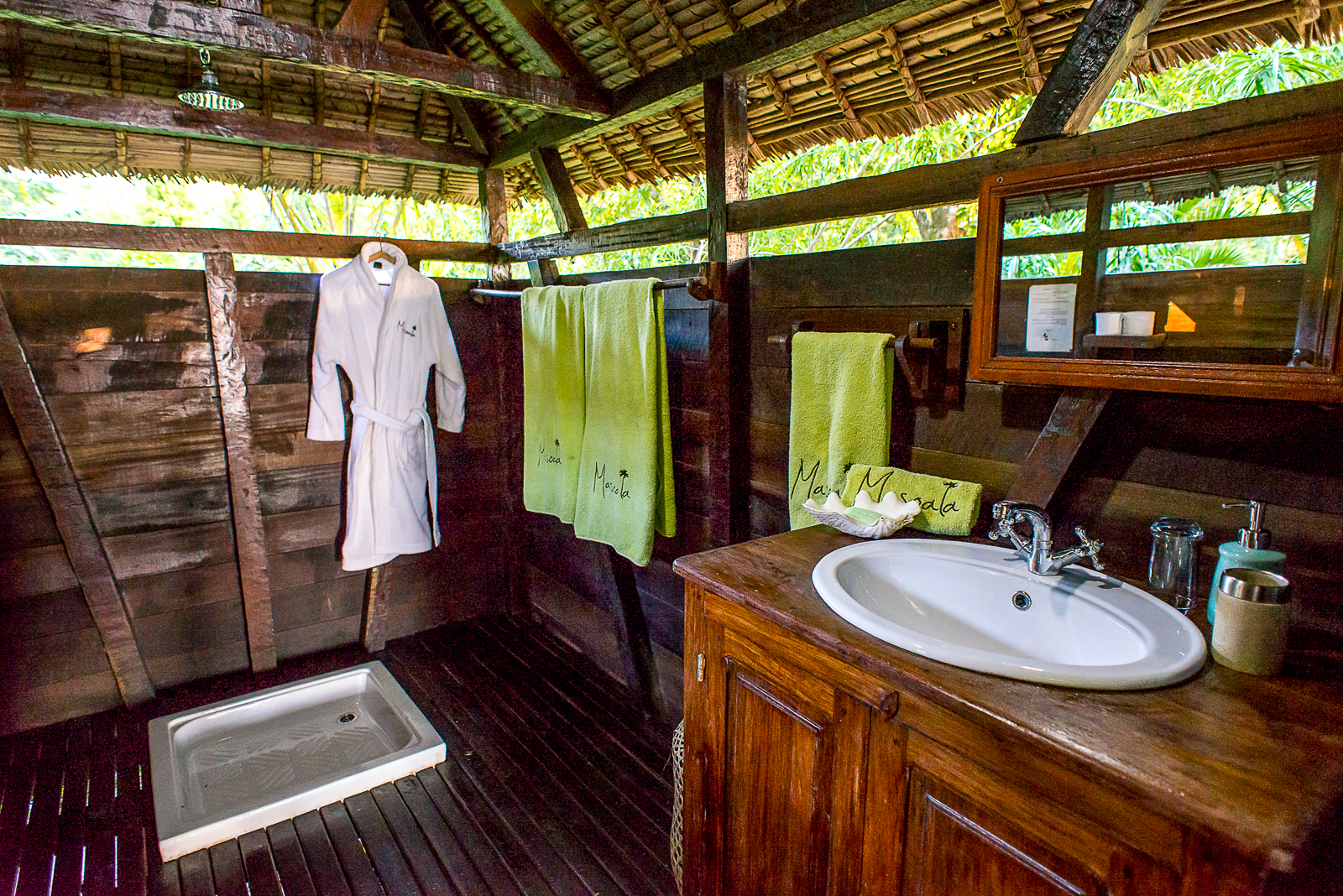 Bathroom in a guest treehouse at Masoala Forest Lodge in Madagascar