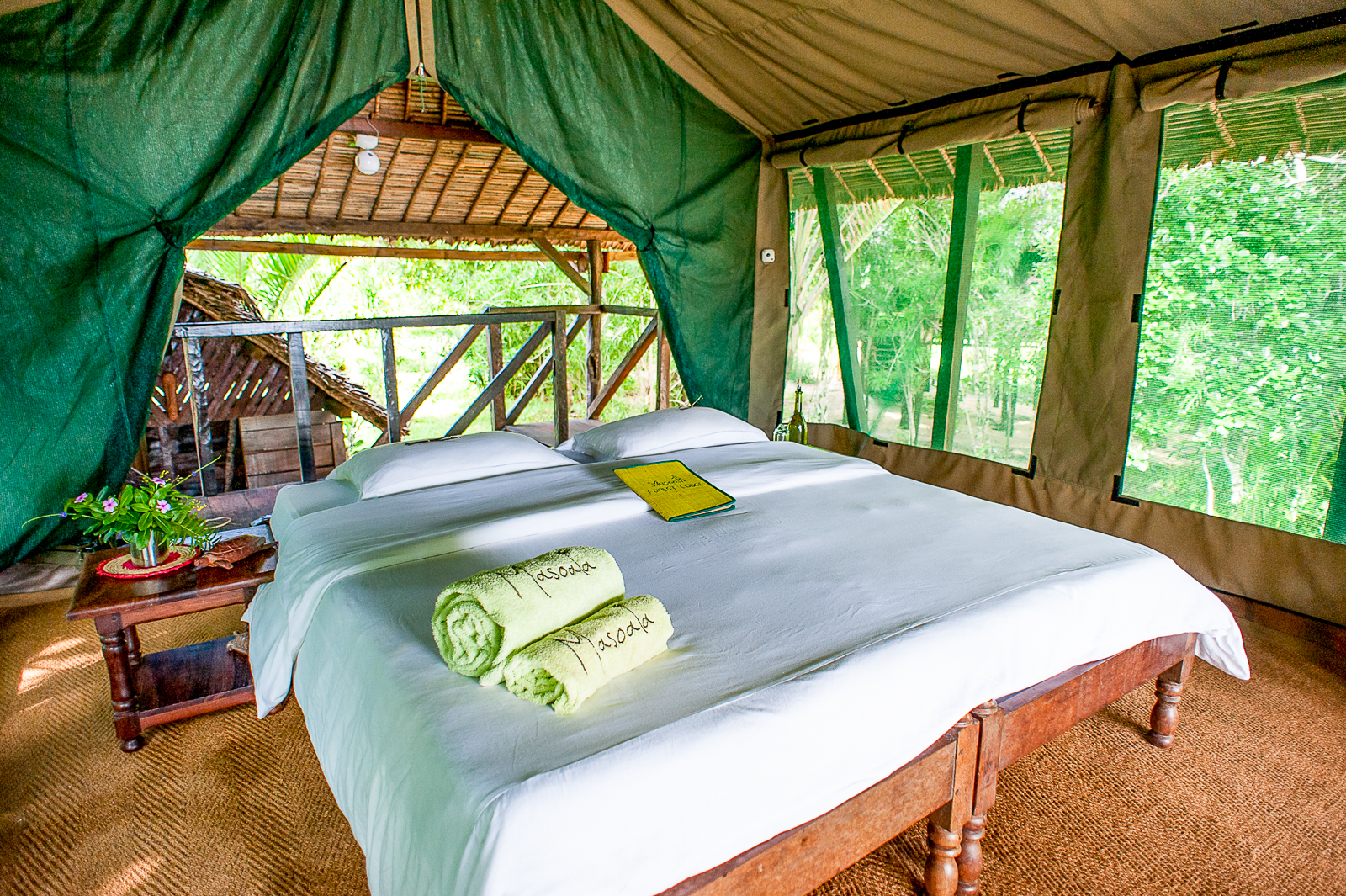 Bed in a guest treehouse at Masoala Forest Lodge in Madagascar