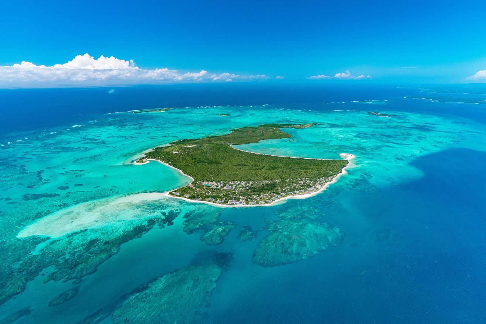 Aerial view of Miavana private island off the north coast of Madagascar
