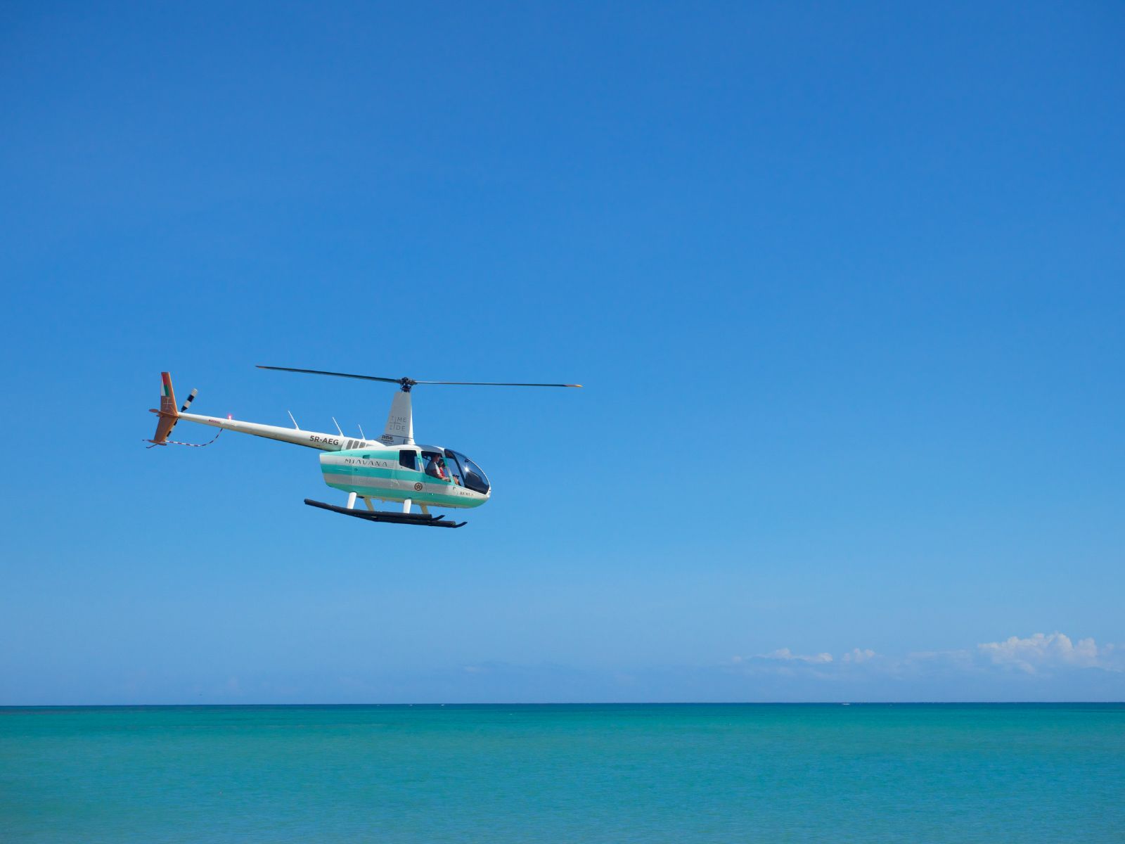 Helicopter transport at Miavana private island resort off Madagascar's north coast