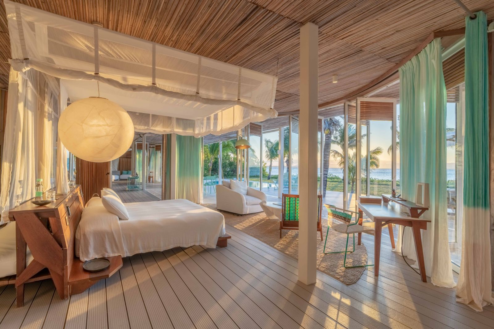 Villa bedroom at Miavana private island resort off Madagascar's north coast
