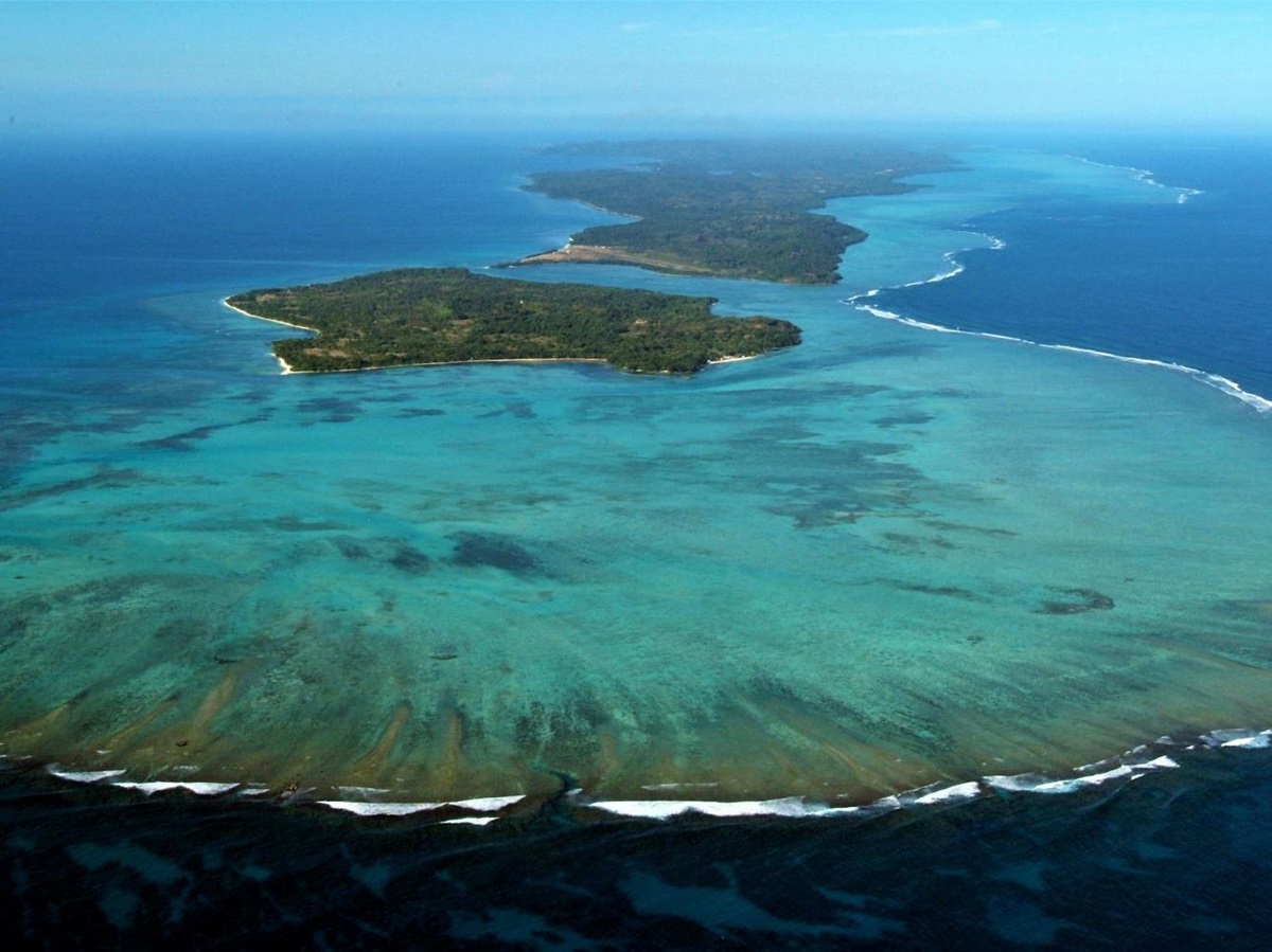 Aerial view of Princesse Bora Lodge & Spa on Sainte-Marie island in Madagascar