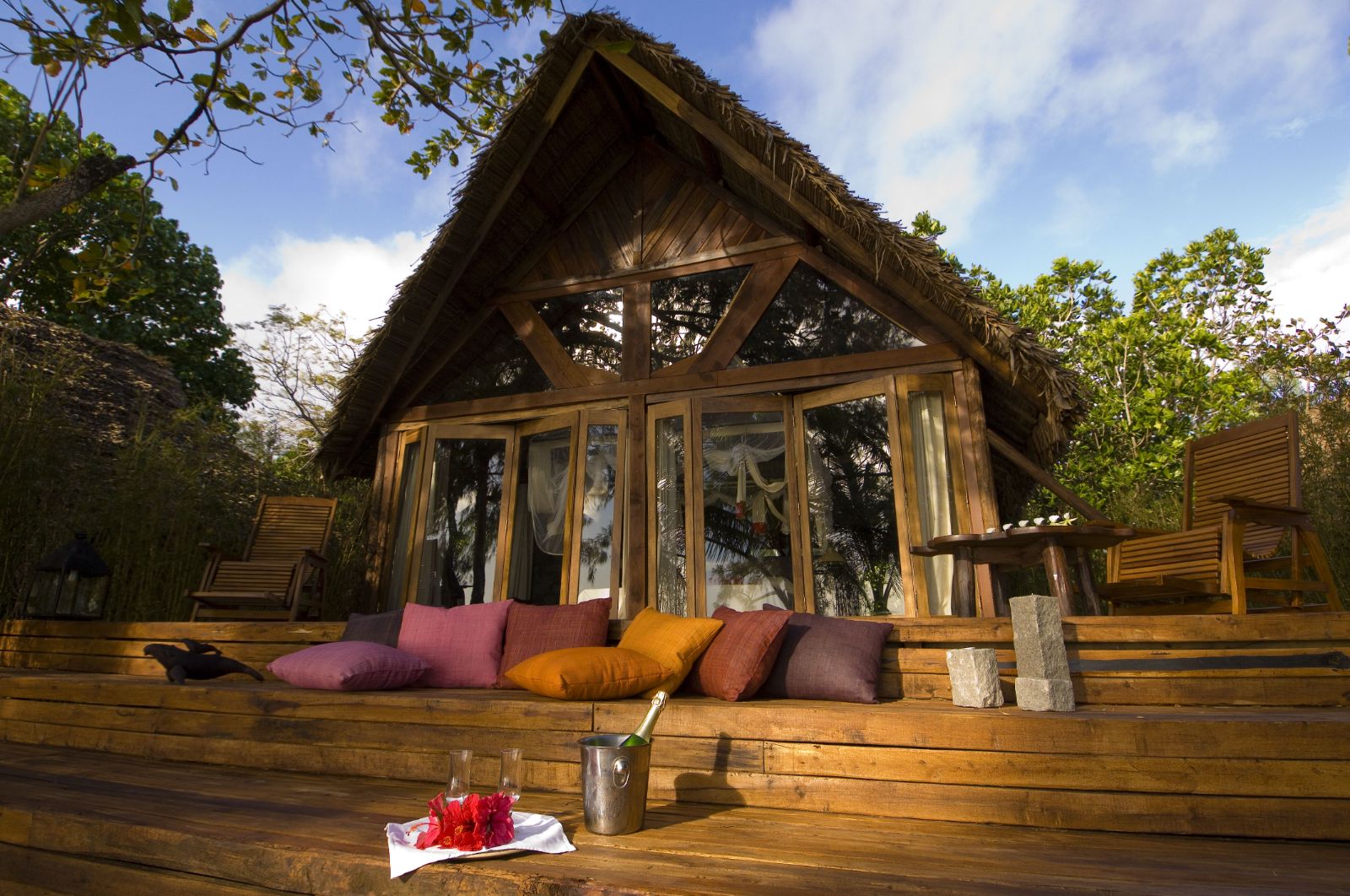 Exterior view of guest villa at Princesse Bora Lodge & Spa on Sainte-Marie island in Madagascar