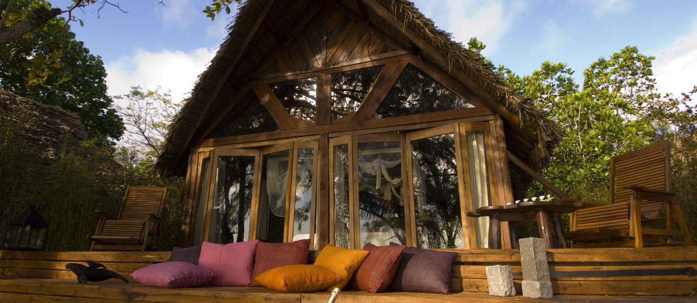 Exterior view of guest villa at Princesse Bora Lodge & Spa on Sainte-Marie island in Madagascar