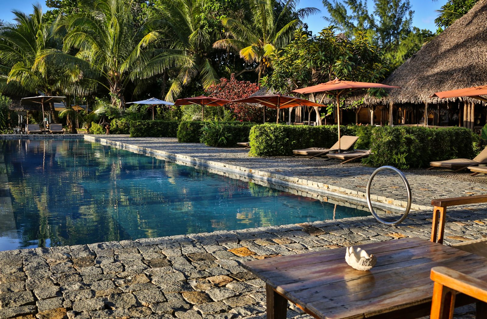 Poolside at Princesse Bora Lodge & Spa on Sainte-Marie island in Madagascar