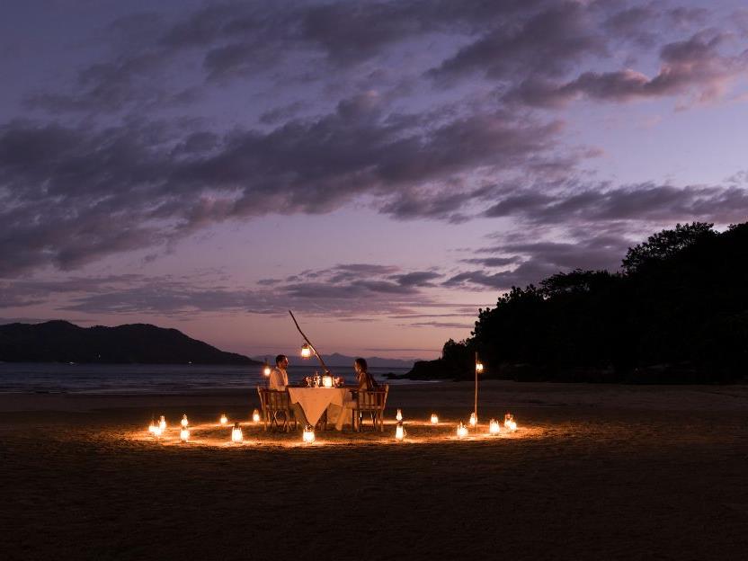Evening beach dining at Tasara Komba in the Nosy Be archipelago in Madagascar