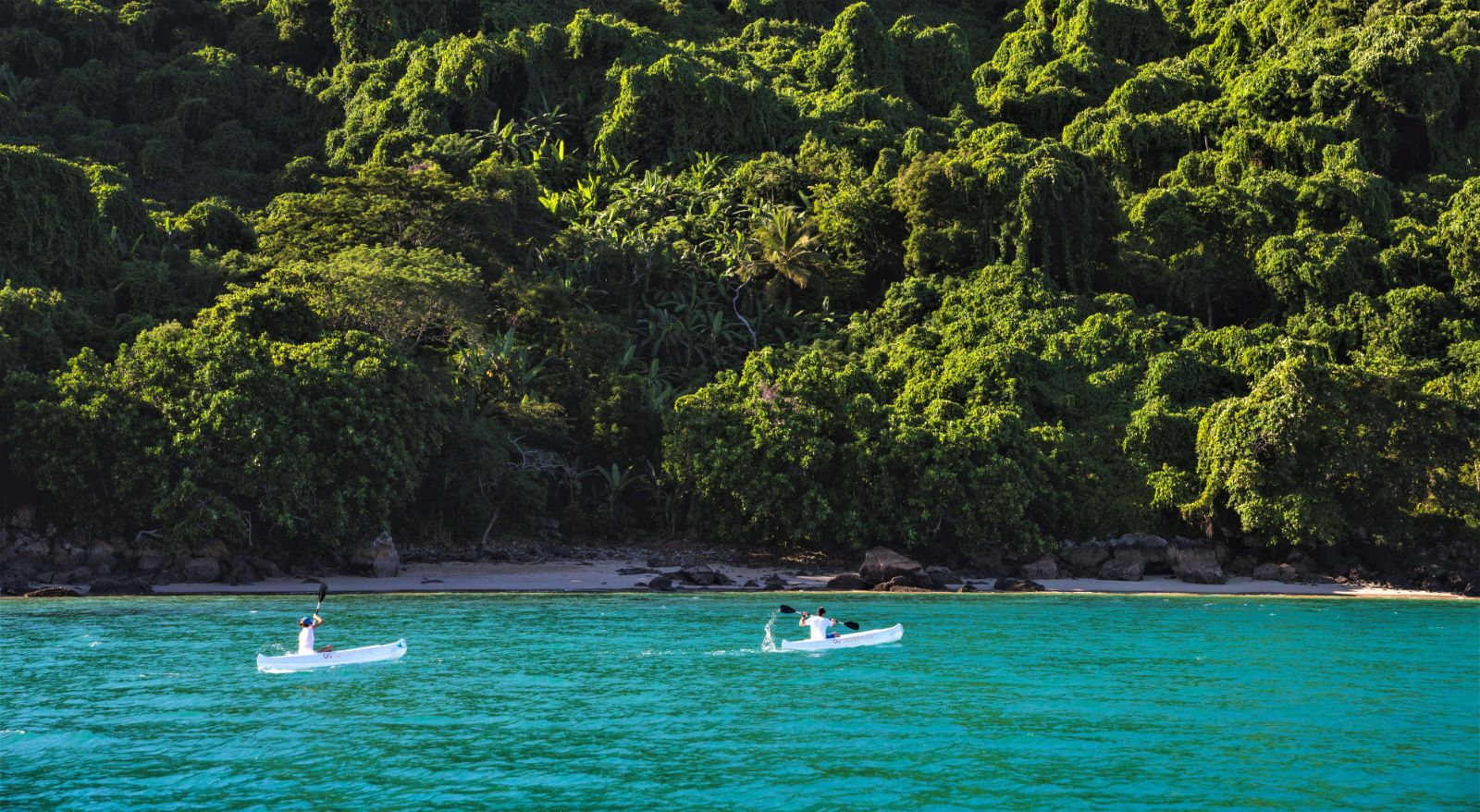 Kayaking in the waters surrounding Tsara Komba in the Nosy Be archipelago in Madagascar