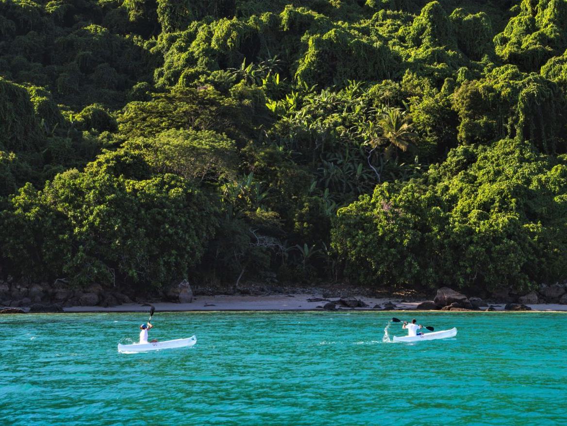 Kayaking in the waters surrounding Tsara Komba in the Nosy Be archipelago in Madagascar