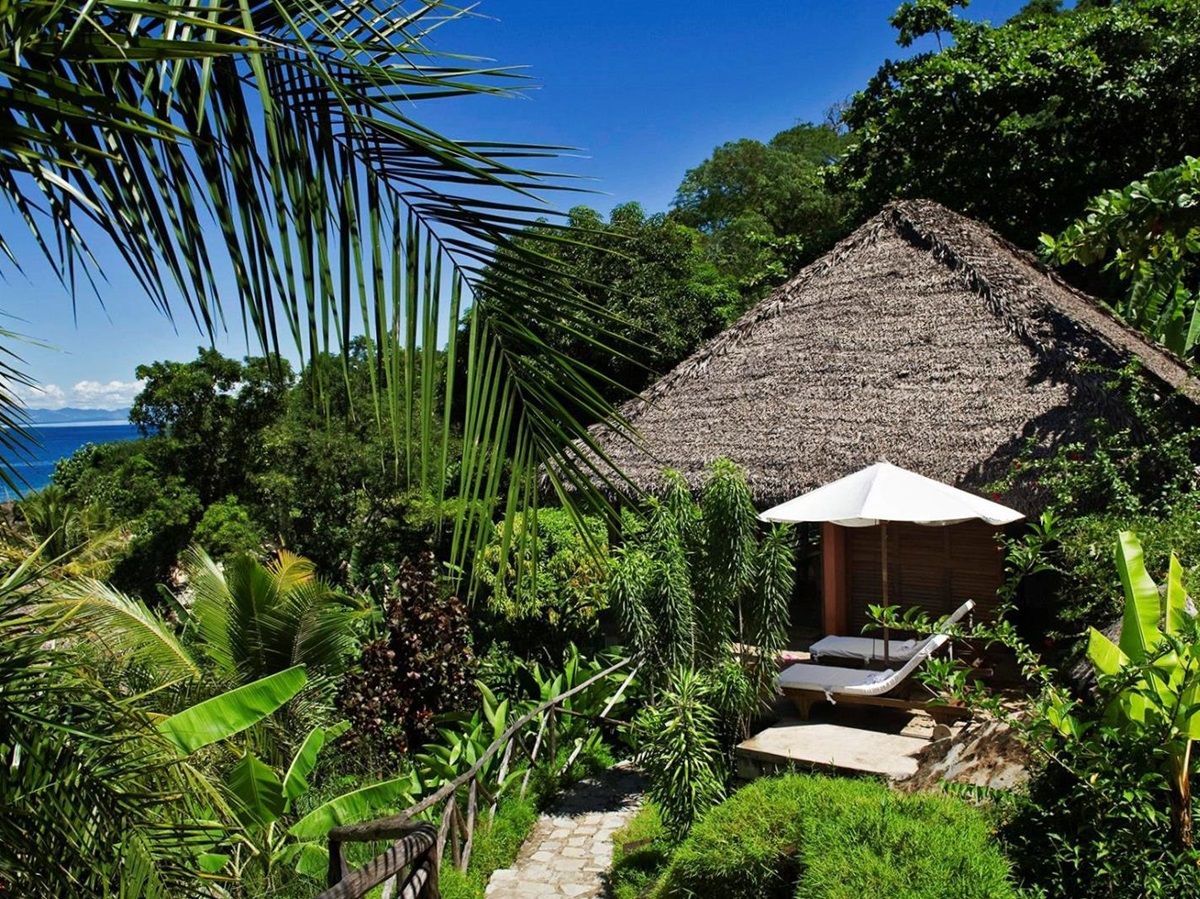 Villa exterior at Tsara Komba in the Nosy Be archipelago in Madagascar