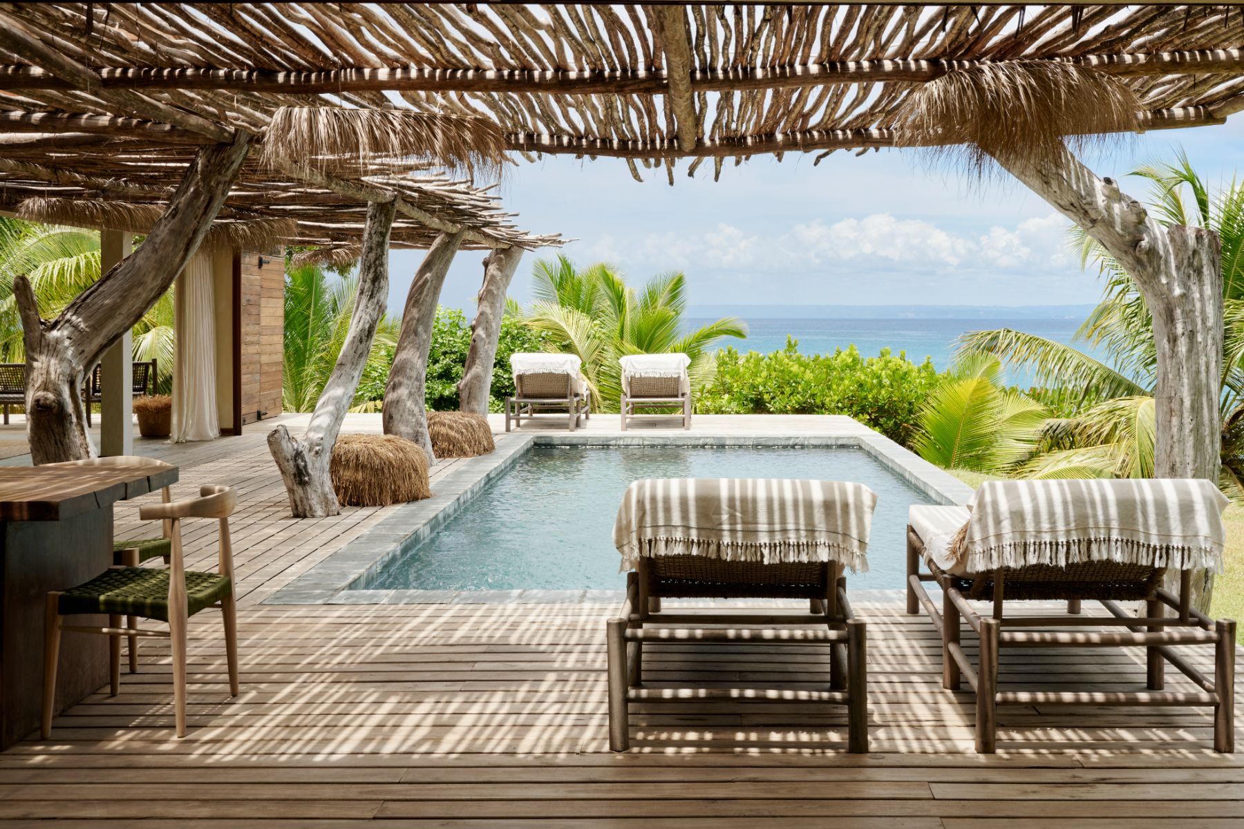 Deck on the swimming pool at Voaara in Madagascar