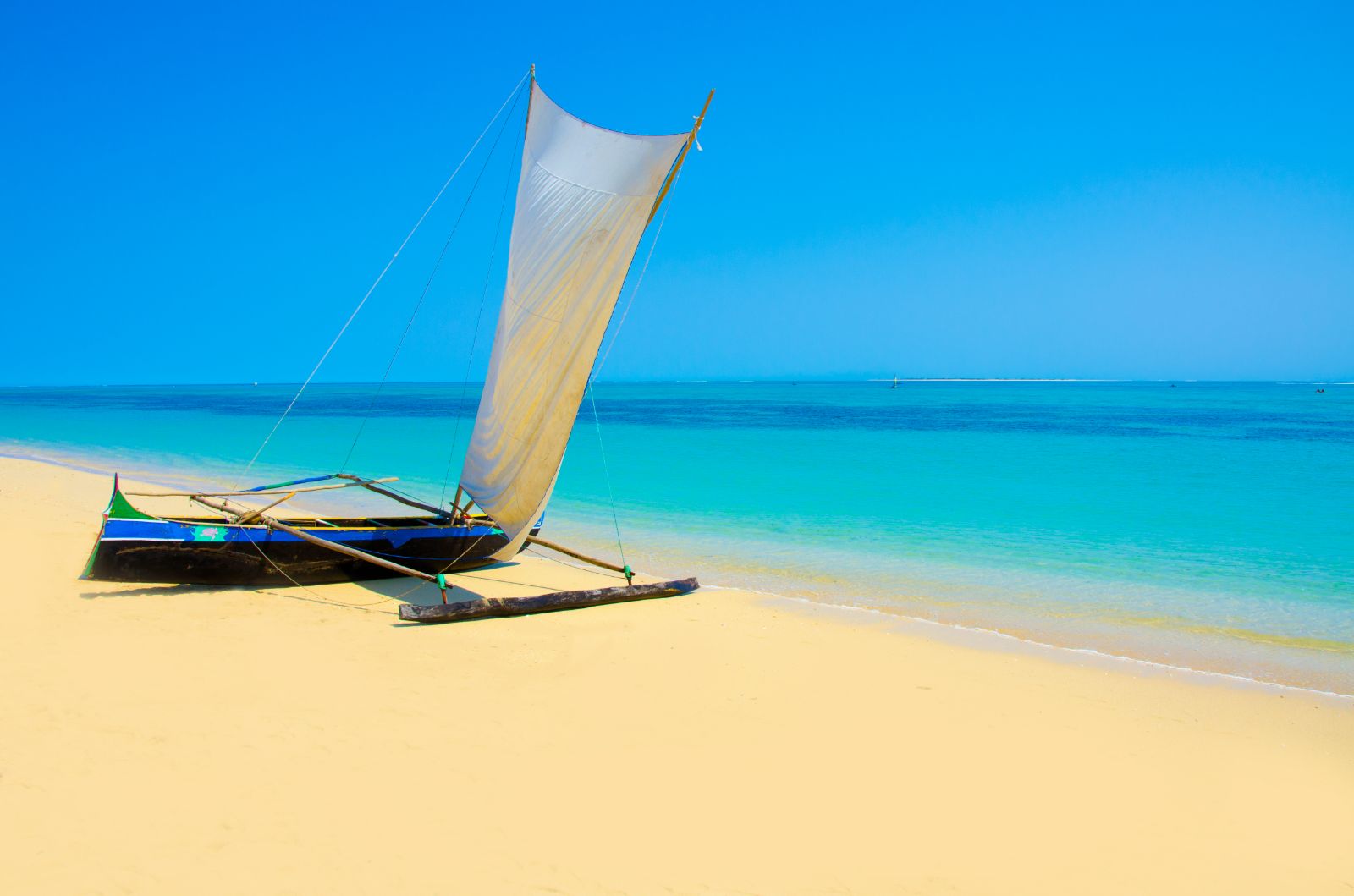 A boat on Anakao Beach in Madagascar