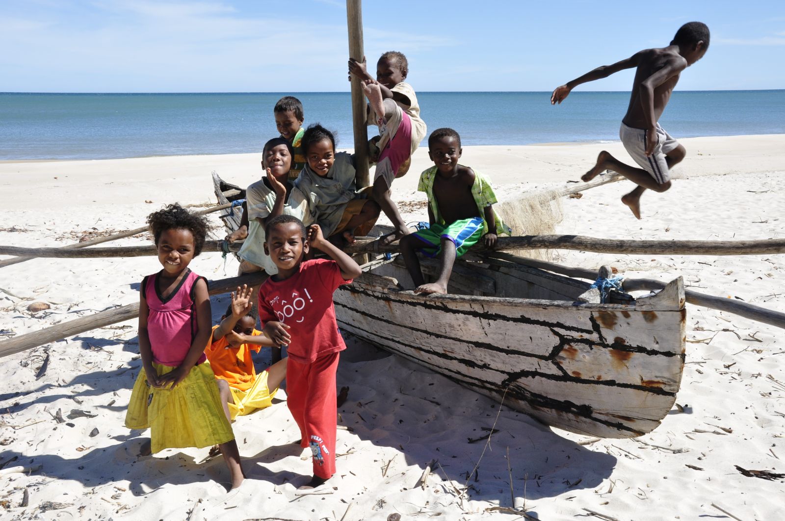 Local children on the beach at Anjajavy in Madagascar
