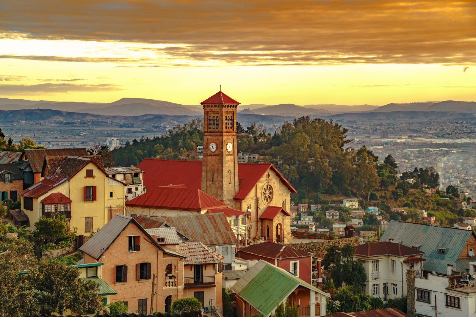 Antananarivo church and city skyline in Madagascar