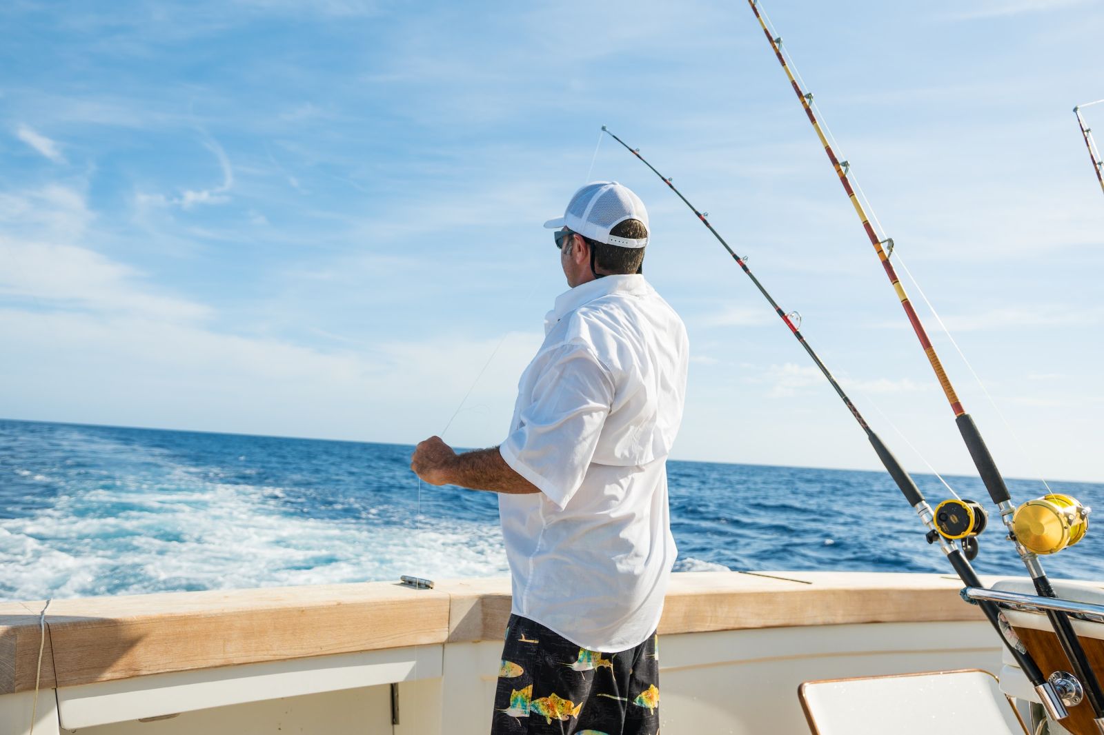 A man deep sea fishing