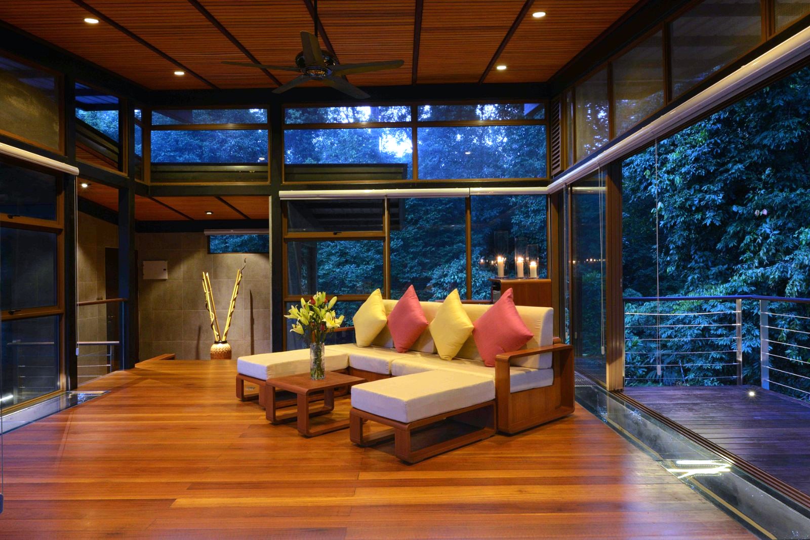Double storey villa lounge at Borneo Rainforest Lodge in Malaysia's Danum Valley