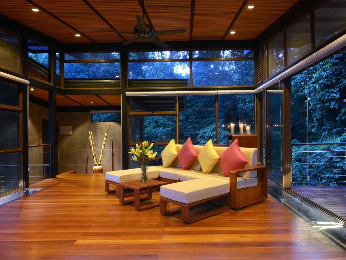 Double storey villa lounge at Borneo Rainforest Lodge in Malaysia's Danum Valley