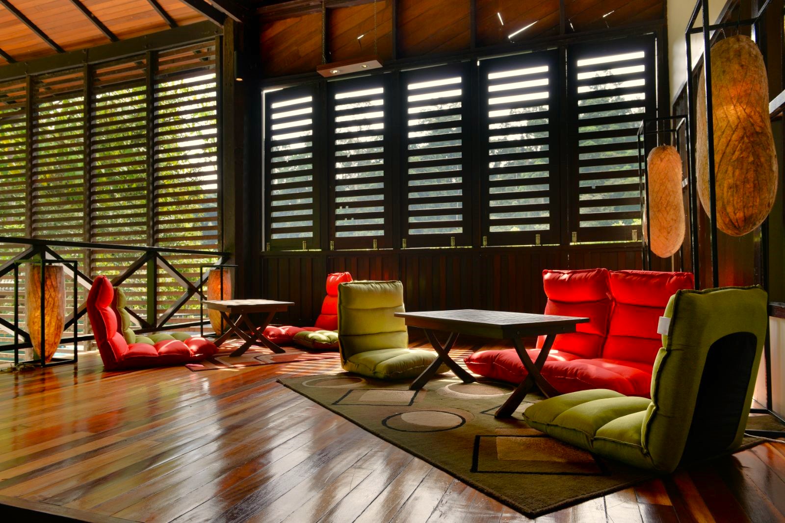 Lobby lounge at Borneo Rainforest Lodge in Malaysia's Danum Valley