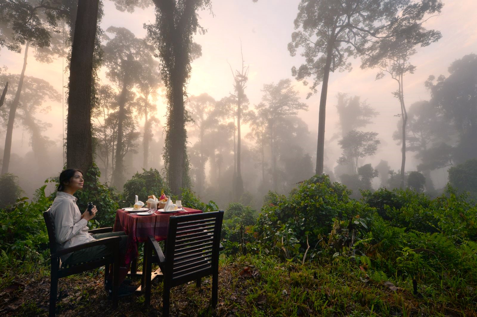 Alfresco breakfast at Borneo Rainforest Lodge in Malaysia's Danum Valley