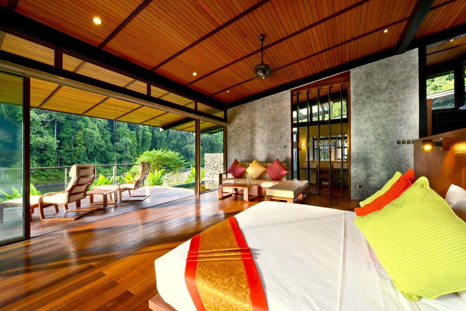 Single storey villa bedroom at Borneo Rainforest Lodge in Malaysia's Danum Valley