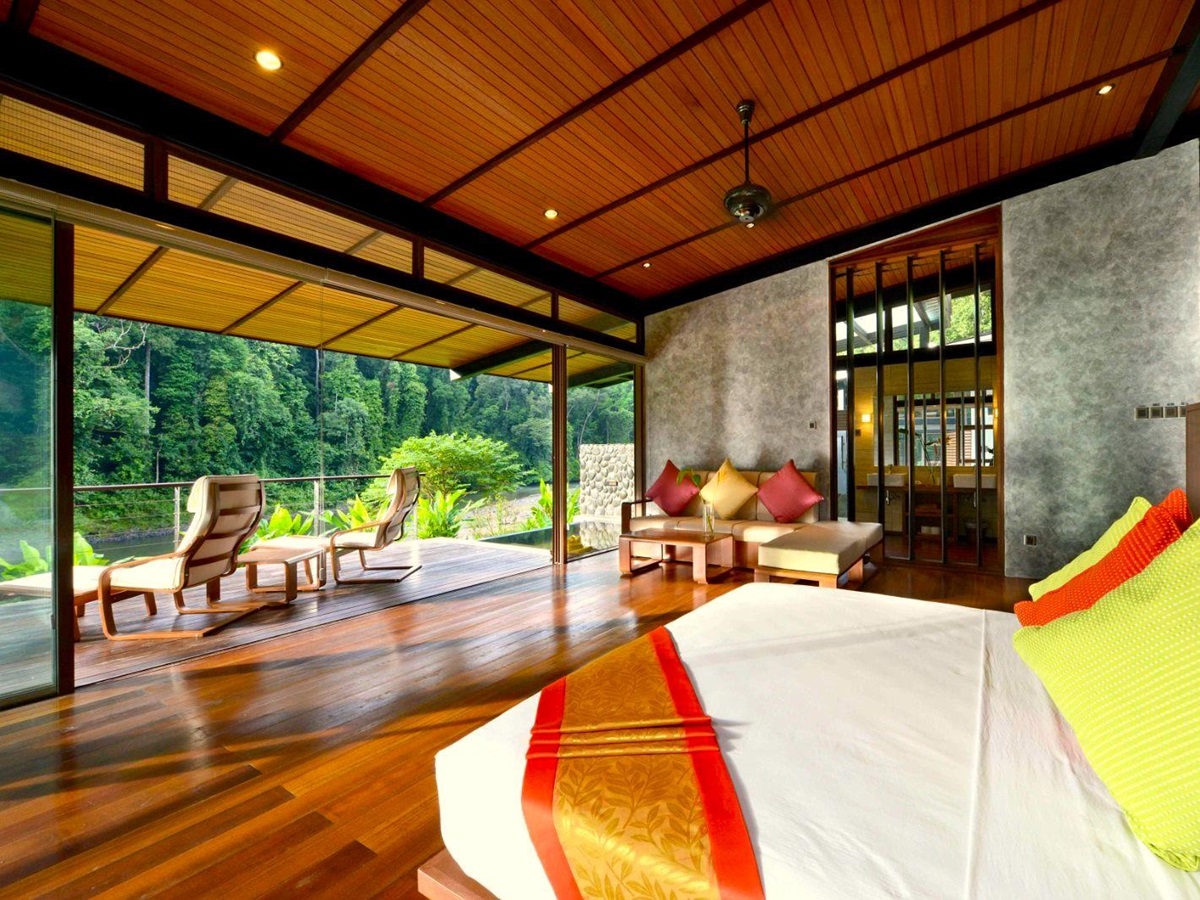 Single storey villa bedroom at Borneo Rainforest Lodge in Malaysia's Danum Valley