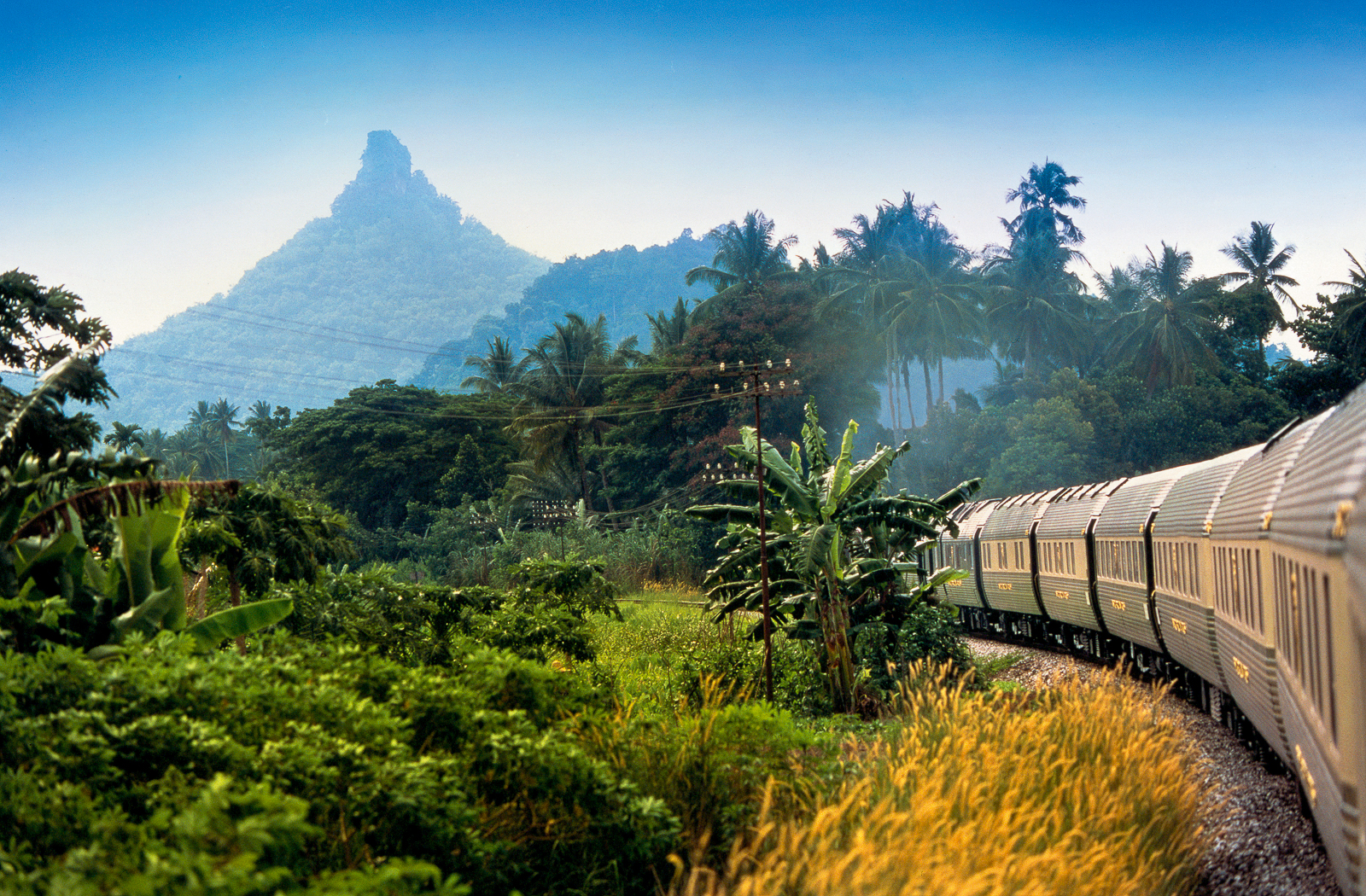 View of the Eastern & Oriental Express carriages while travelling through Malaysia