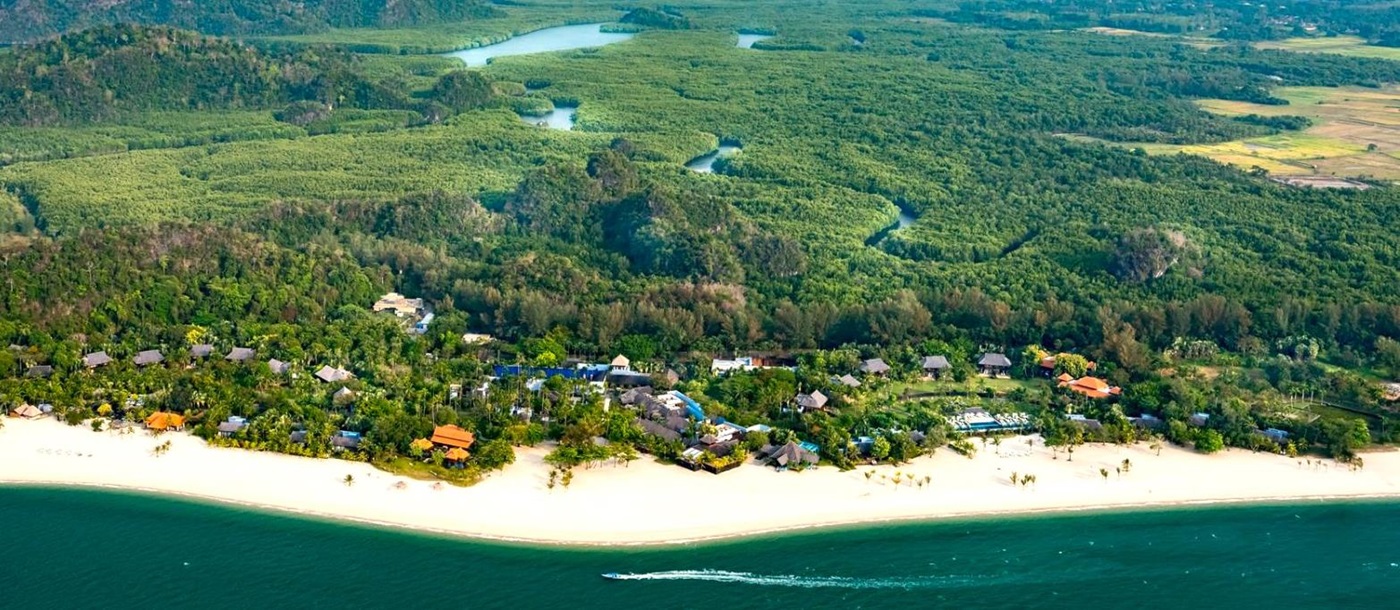 Aerial view of Four Seasons Langkawi resort in Malaysia
