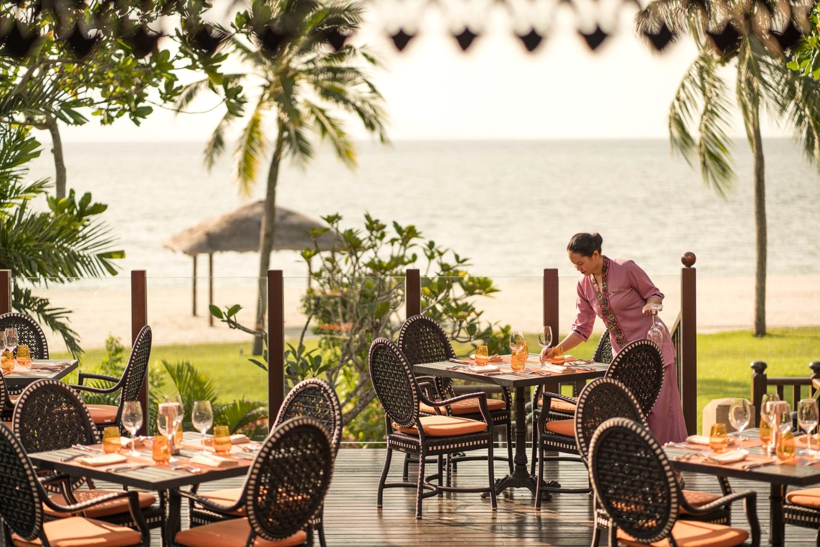 Restaurant terrace at Four Seasons Langkawi resort in Malaysia