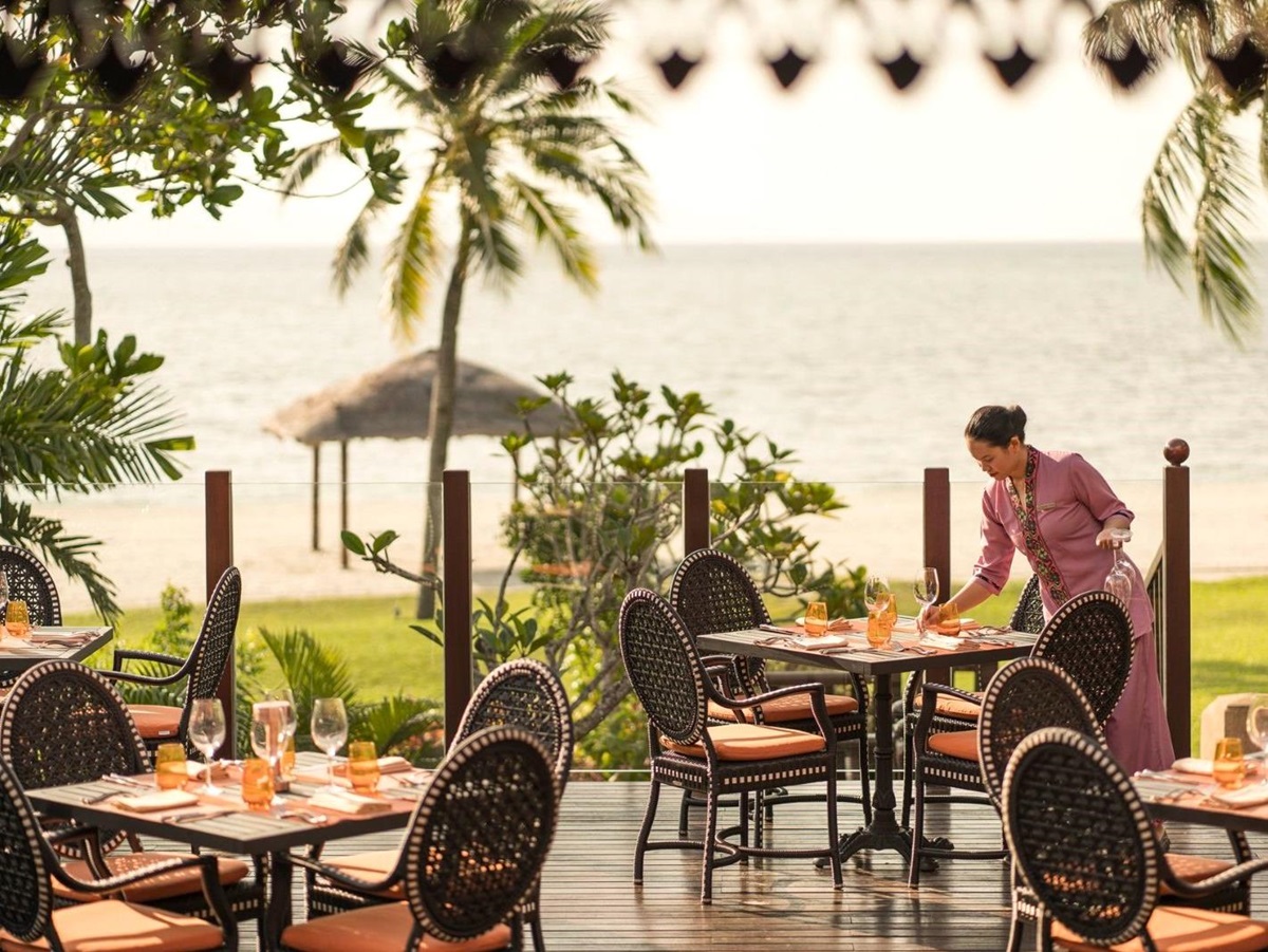 Restaurant terrace at Four Seasons Langkawi resort in Malaysia