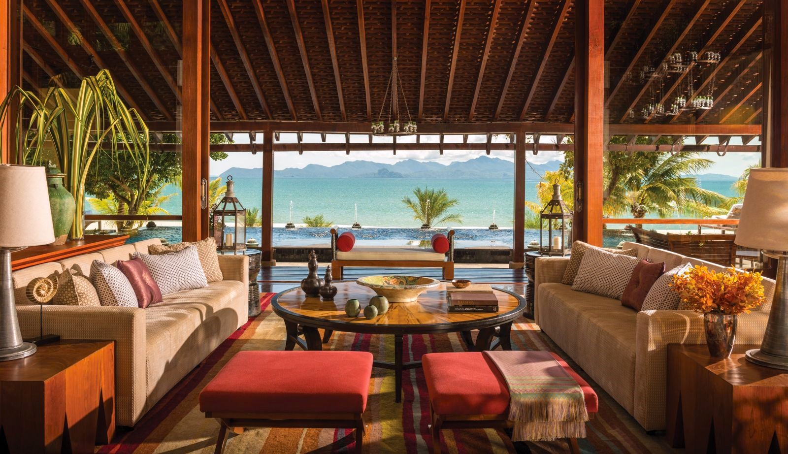 Villa living area at Four Seasons Langkawi resort in Malaysia