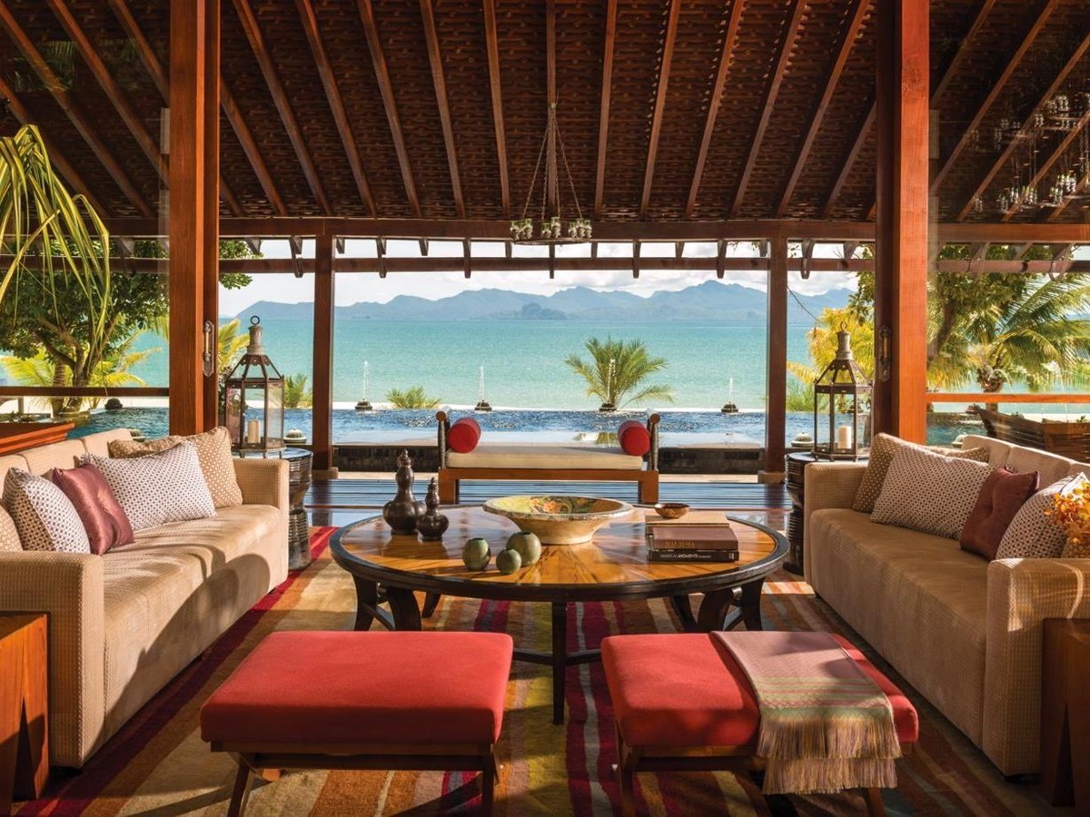 Villa living area at Four Seasons Langkawi resort in Malaysia