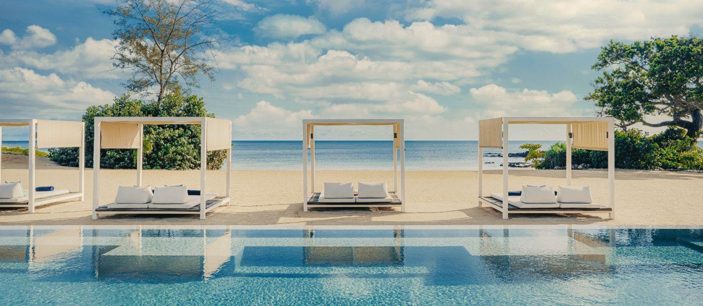 Beach cabanas at One&Only Desaru Resort in Malaysia