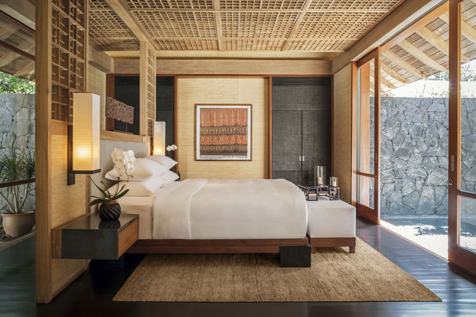 Guest room of the one bedroom Beach Villa at the Datai Langkawi in Malaysia