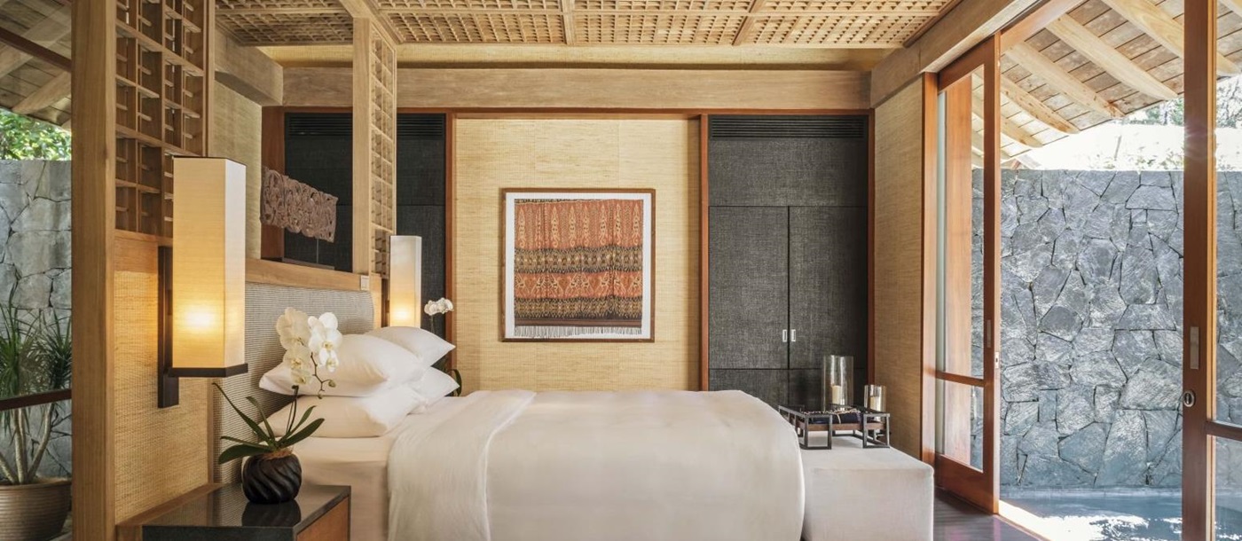 Guest room of the one bedroom Beach Villa at the Datai Langkawi in Malaysia