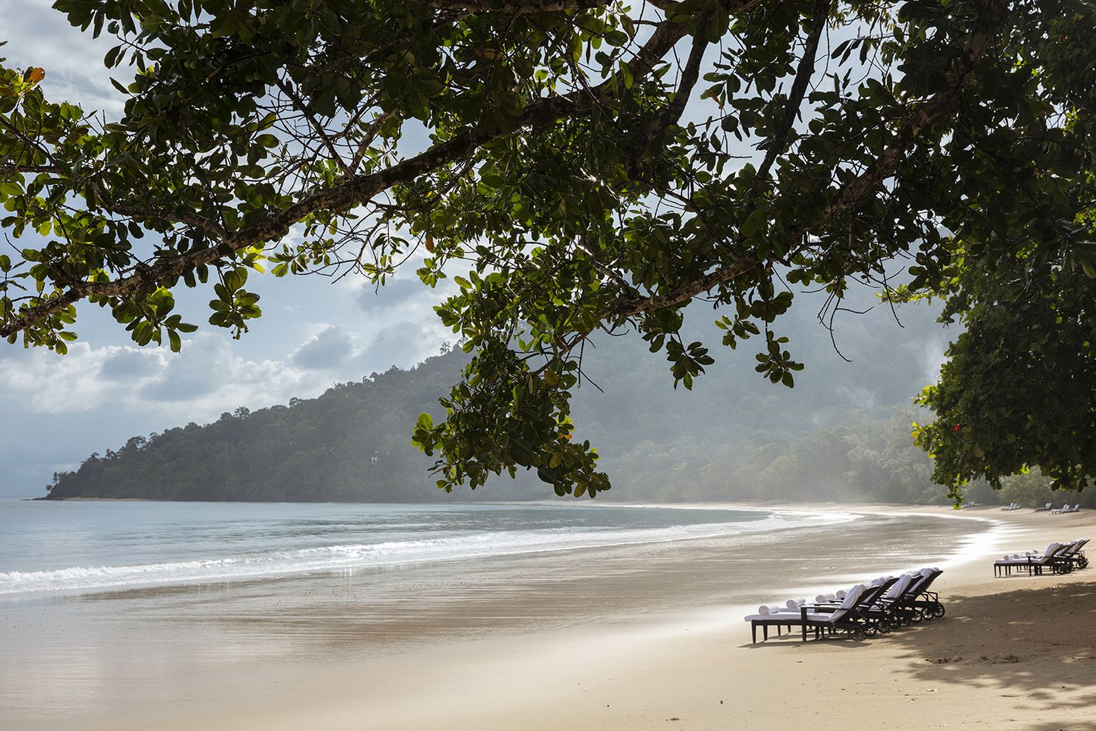 Golden sand tranquil beach at the Datai Langkawi in Malaysia