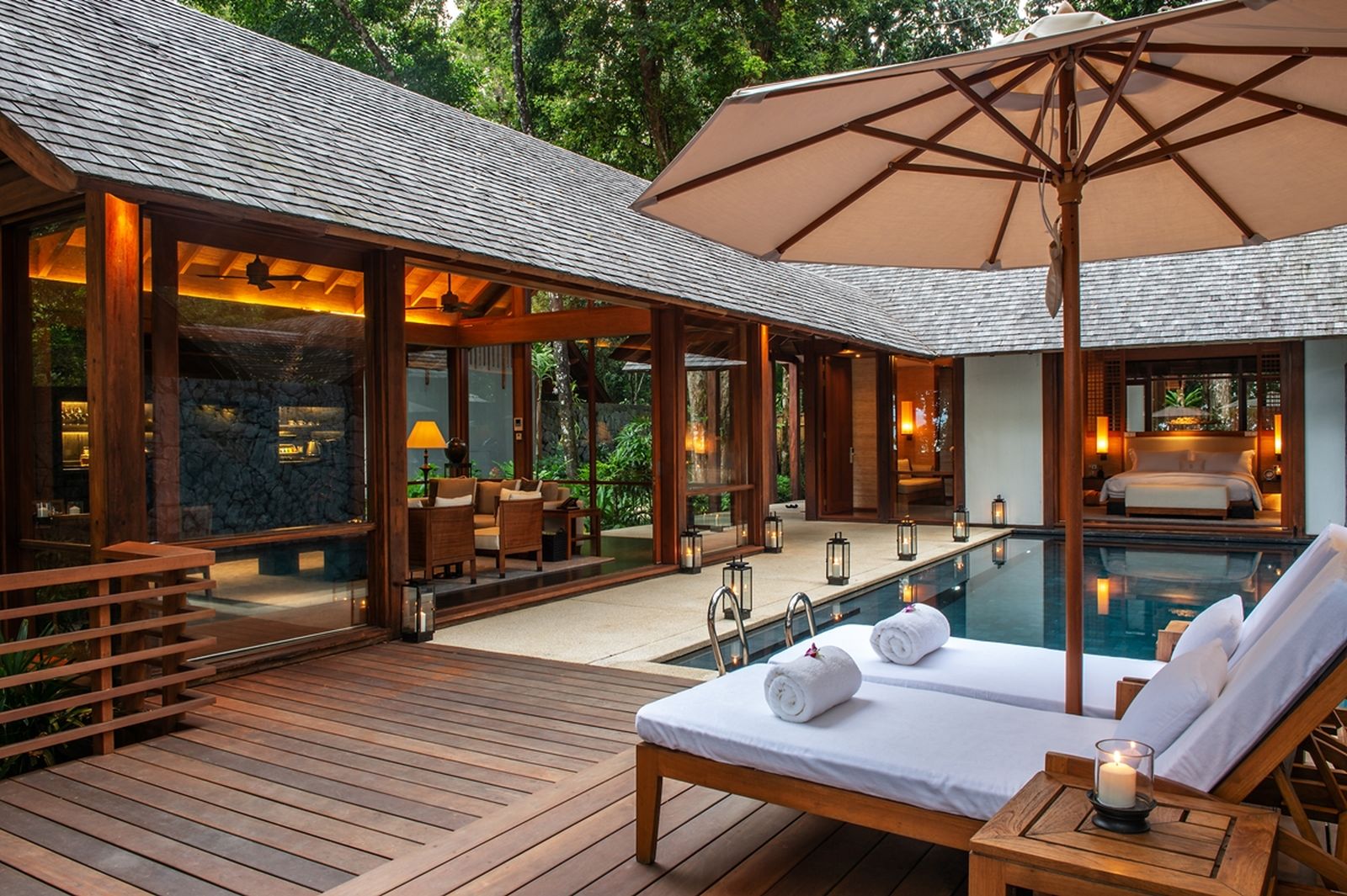 Private pool and terrace of the one bedroom Beach Villa at the Datai Langkwai in Malaysia