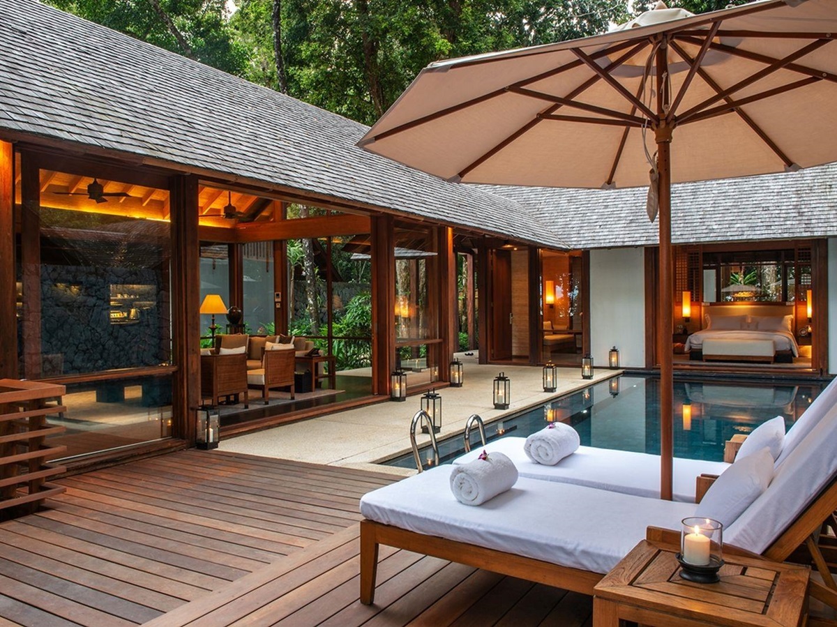 Private pool and terrace of the one bedroom Beach Villa at the Datai Langkwai in Malaysia