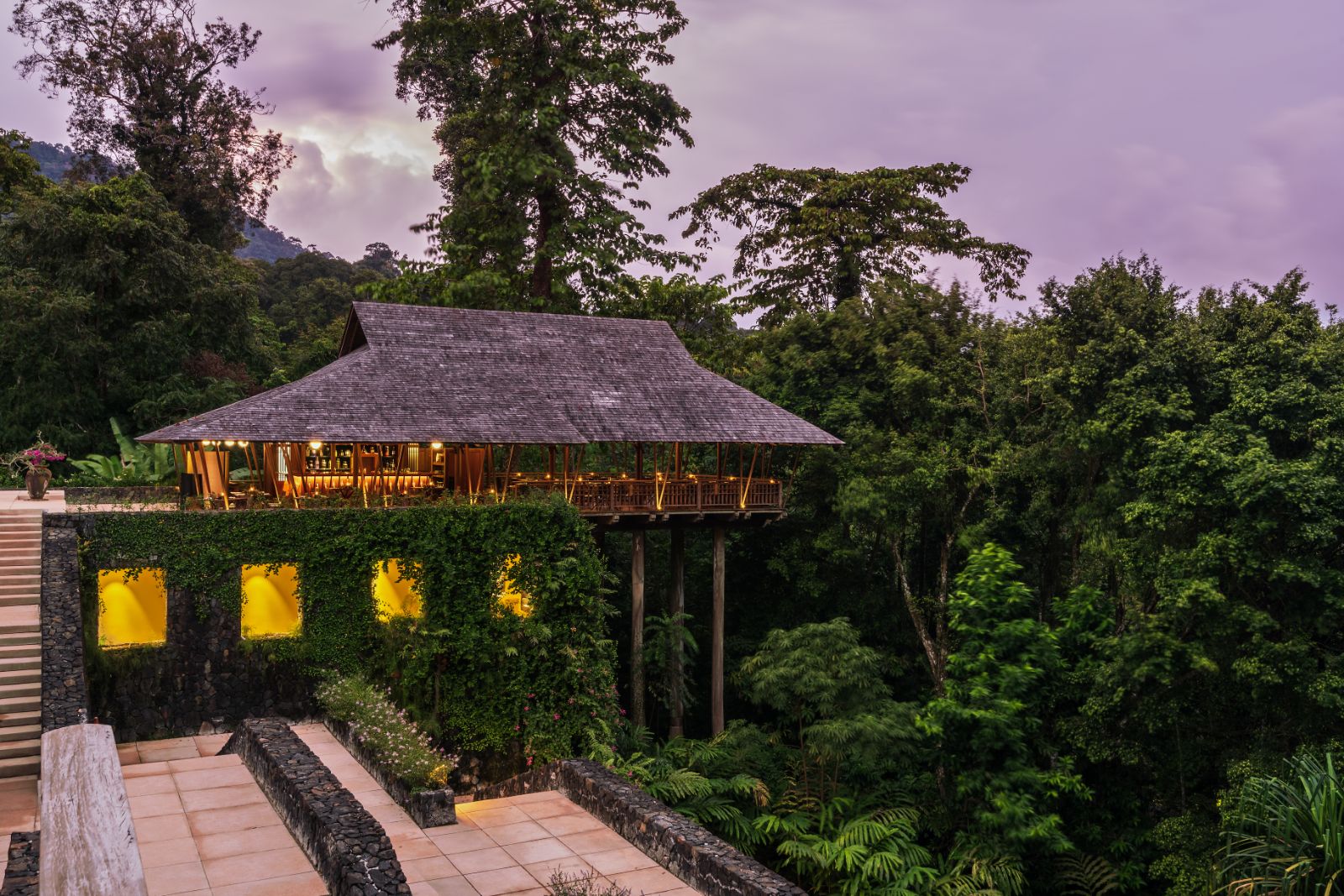 Exterior view of the pavilion at luxury resort The Datai