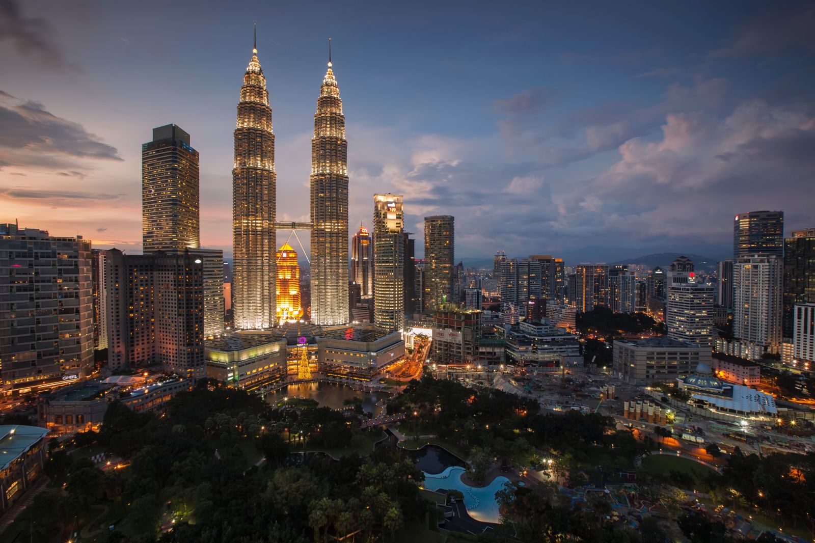 Night cityscape of Kuala Lumpur, Malaysia