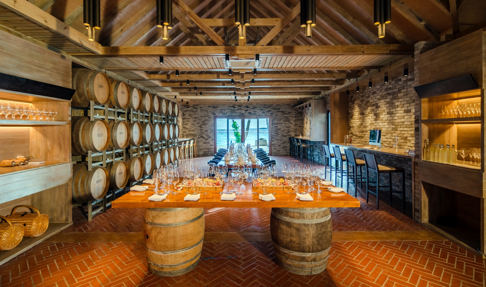Wine cellar and private dining venue at luxury resort Amilla in the Maldives