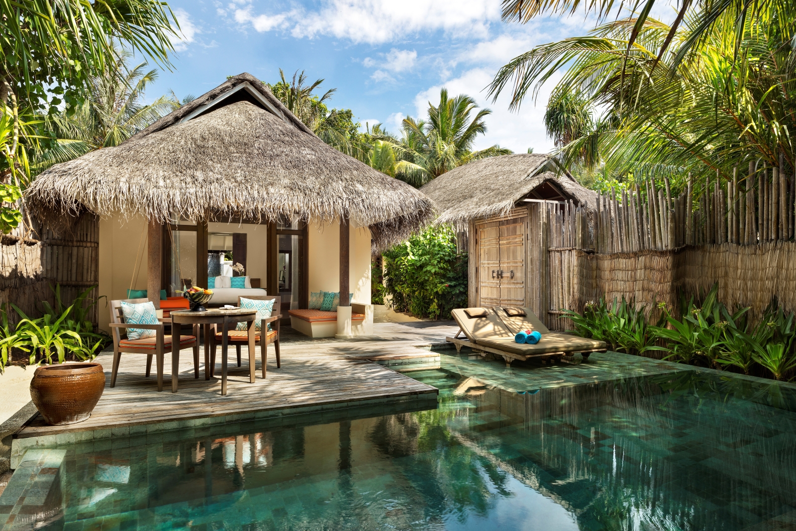 exterior of a Family Suite with private pool at luxury resort Anantara Dhigu in the Maldives