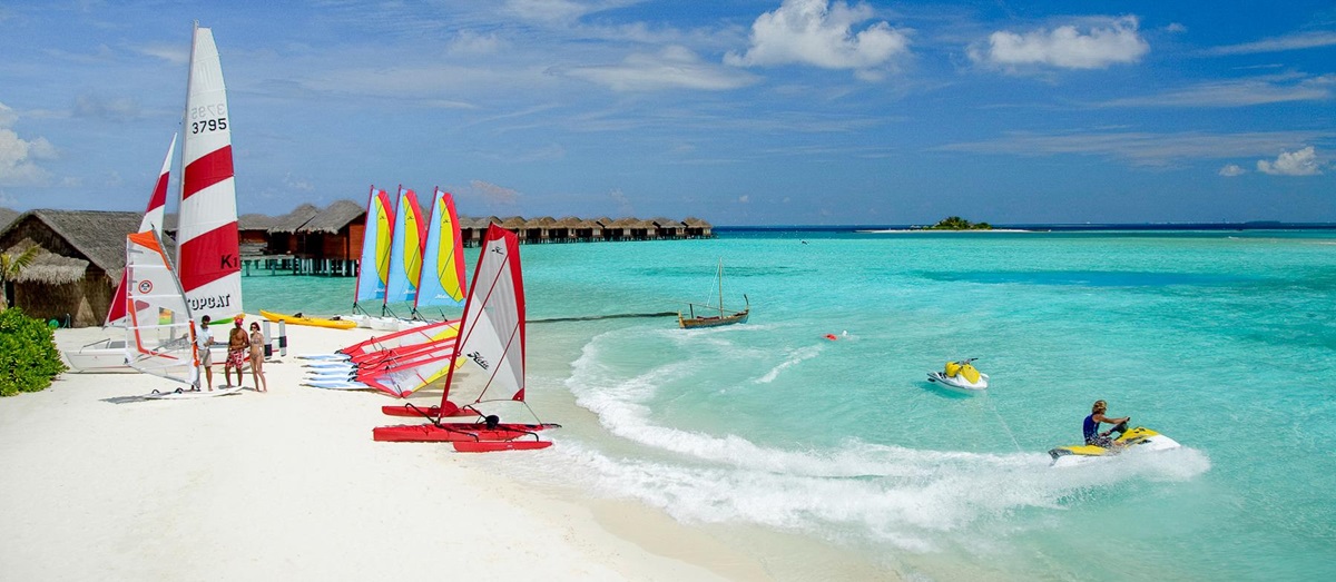 Water sports on the beach of Anantara Dhigu in the Maldives