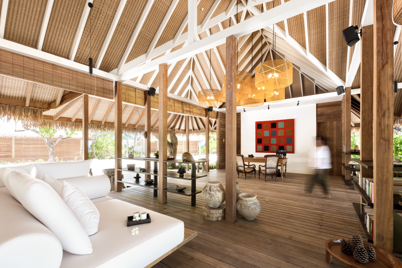Reception of COMO Shambala Spa at luxury resort Cocoa Island in the Maldives