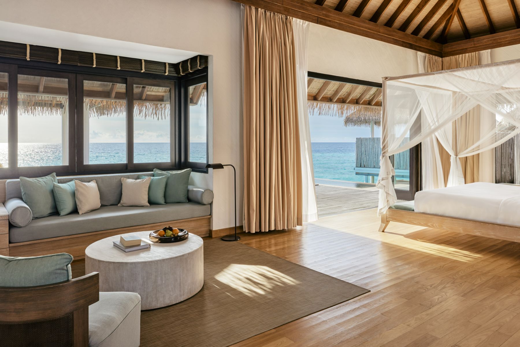 Water Suite living area at COMO Maalifushi in the Maldives