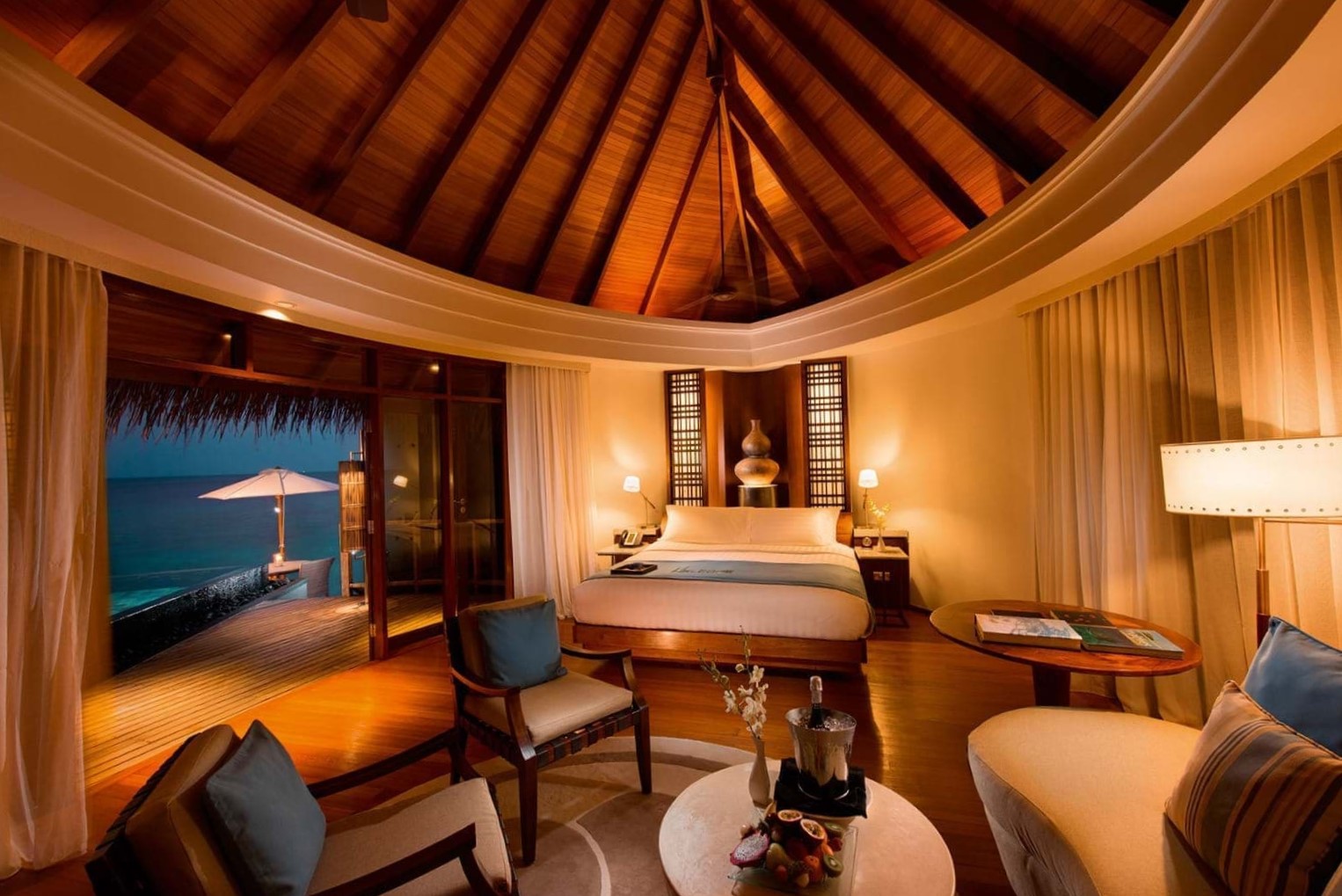 Interiors of a water villa at Constance Halaveli Maldives