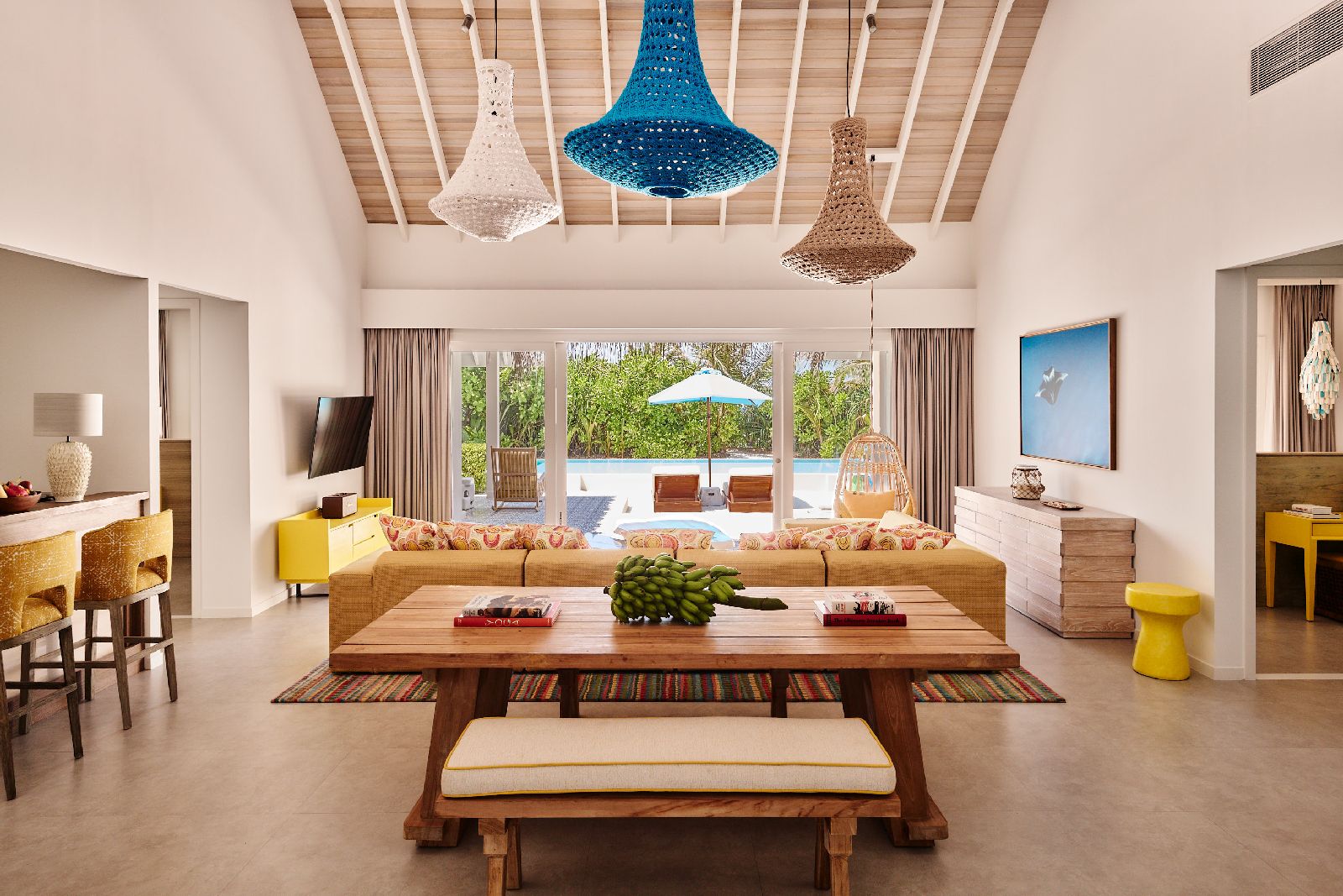 Interiors of a two bedroom beach villa at Finolhu Maldives