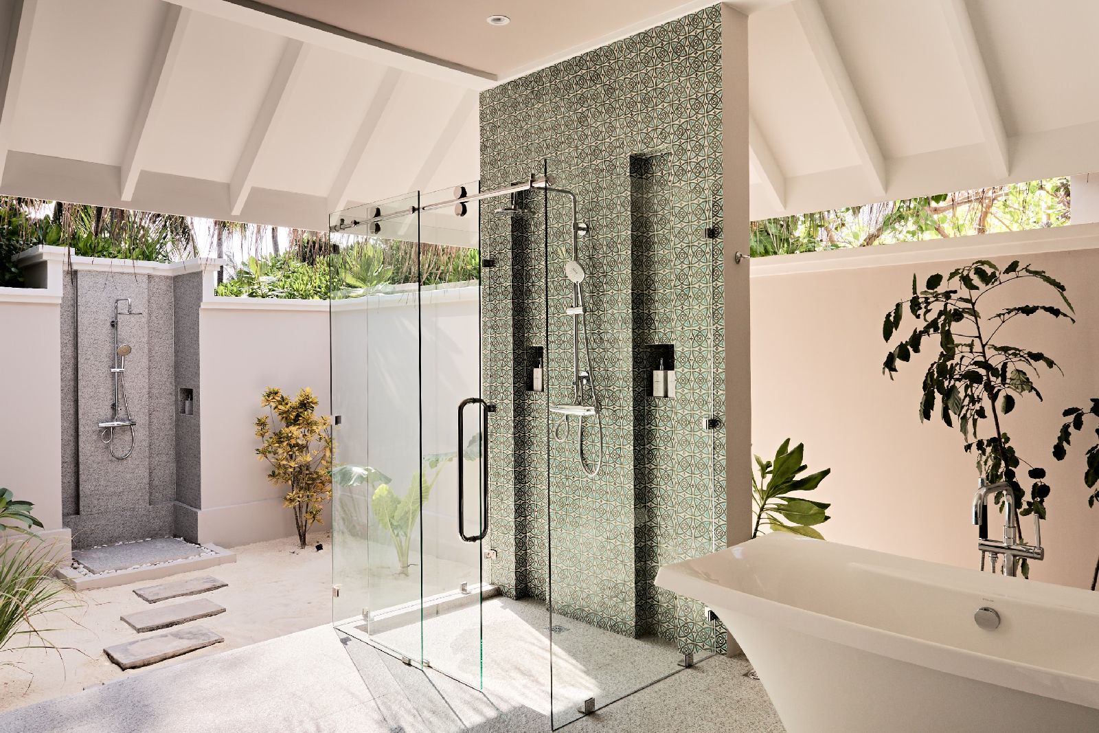 Bathroom of a Beach Pool Villa at Finolhu Maldives