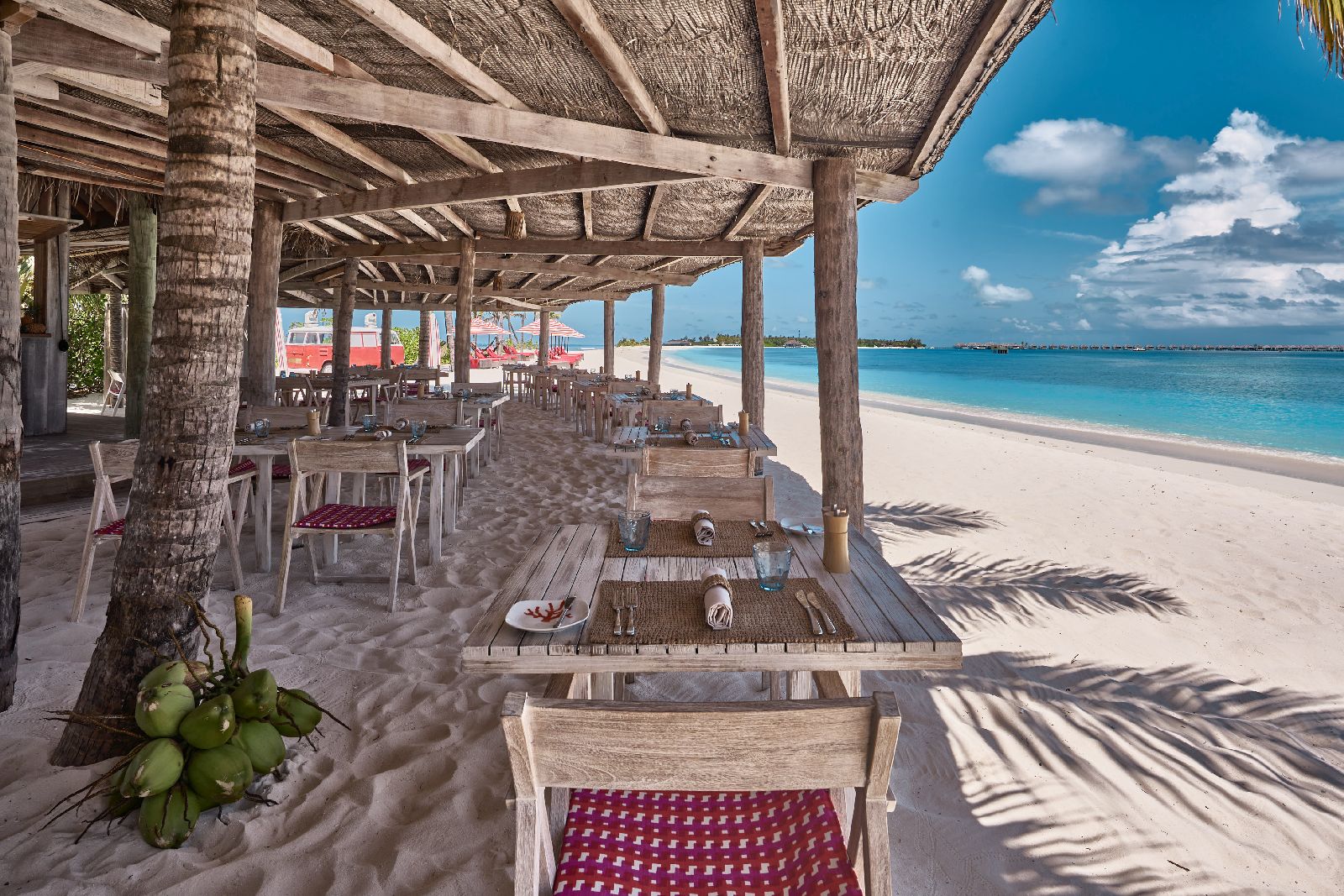 Beach dining at the Crab Shack at Finolhu Maldives