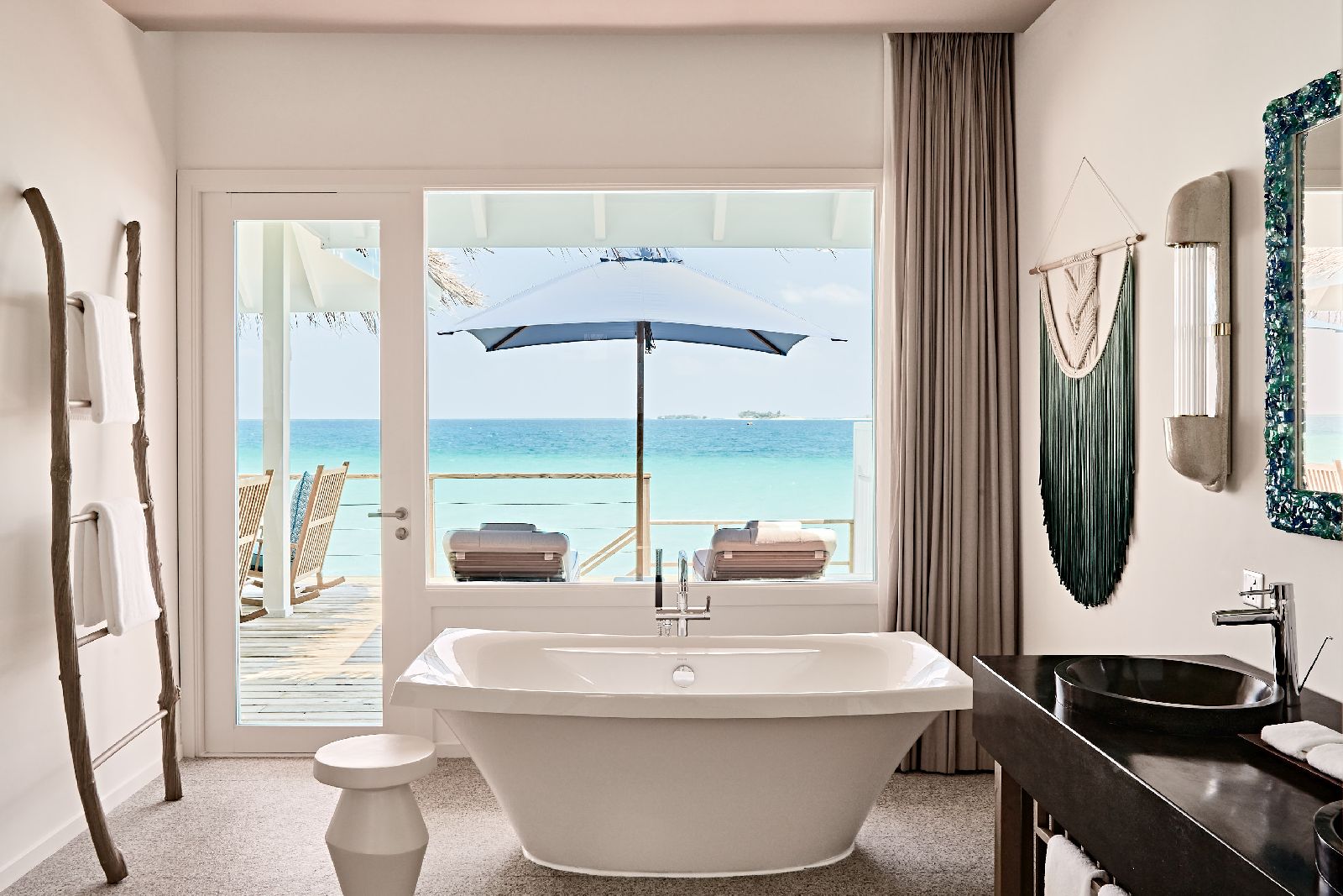 Freestanding bath tub in a Laggon Villa at Finolhu Maldives