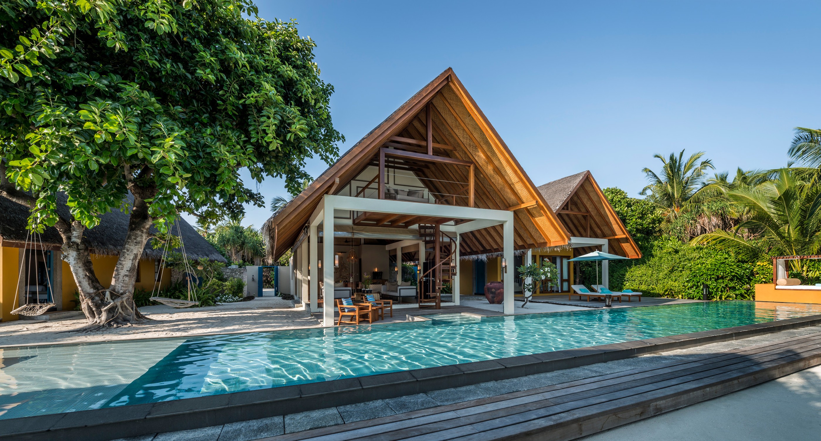 A private villa with pool at Four Seasons Landaa Giraavaru, Maldives